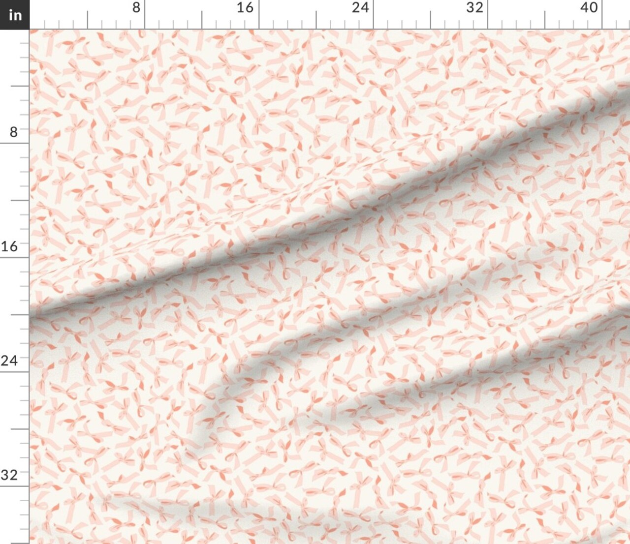 Bows Pink on Cream Custom Printed Fabric by Spoonflower Various Fabrics by the Yard or Fat Quarter 17091403
